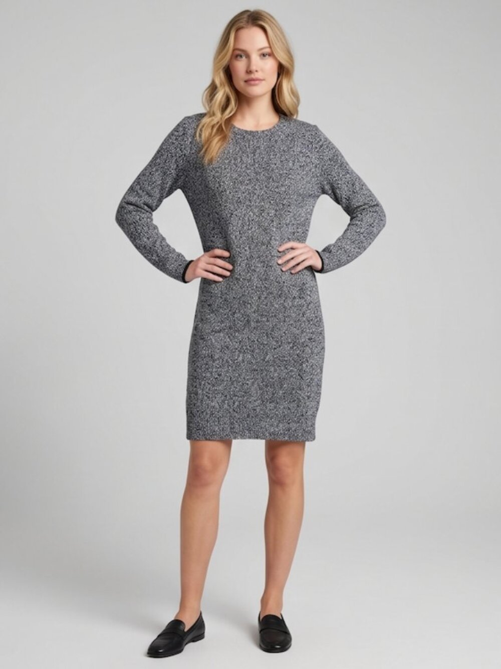 Roots Black/Gray Salt & Pepper Knit Sweater Dress